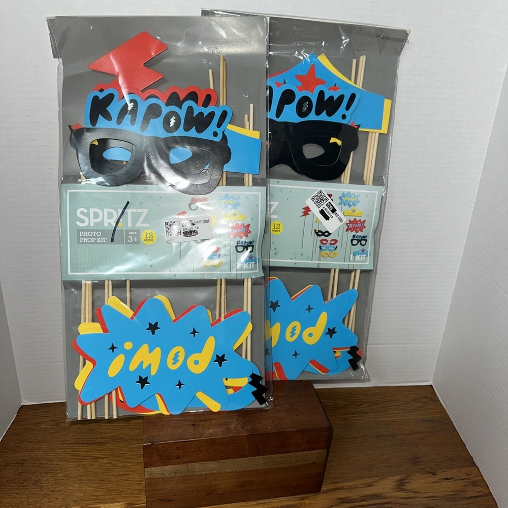 24 Pcs Superhero Photo Booth Props Theme Party Masks POW BOOM 2 New Kits!!